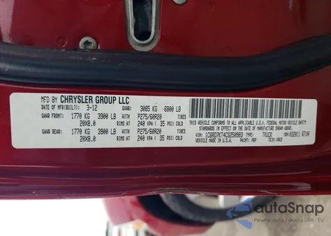 2012 Dodge Ram 1500 St z USA, uszkodzony, nr VIN 1C6RD7KT4CS250983